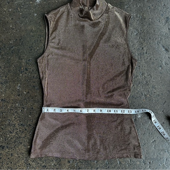 Kenzo Mock Neck Copper Metallic Short Sleeve Top Size 38 - Picture 4 of 9